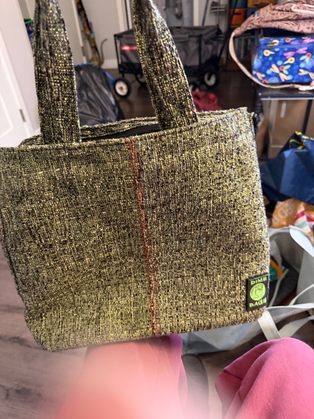 Green Tweed Mini Tote